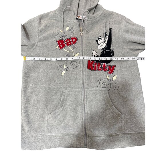 Looney Tunes Bad Kitty Women Zip-Up Hoodie Jacket Embroider Gray Vintage Size L - Picture 5 of 7